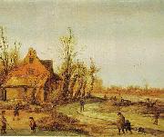 Esaias Van de Velde A Winter Landscape oil on canvas